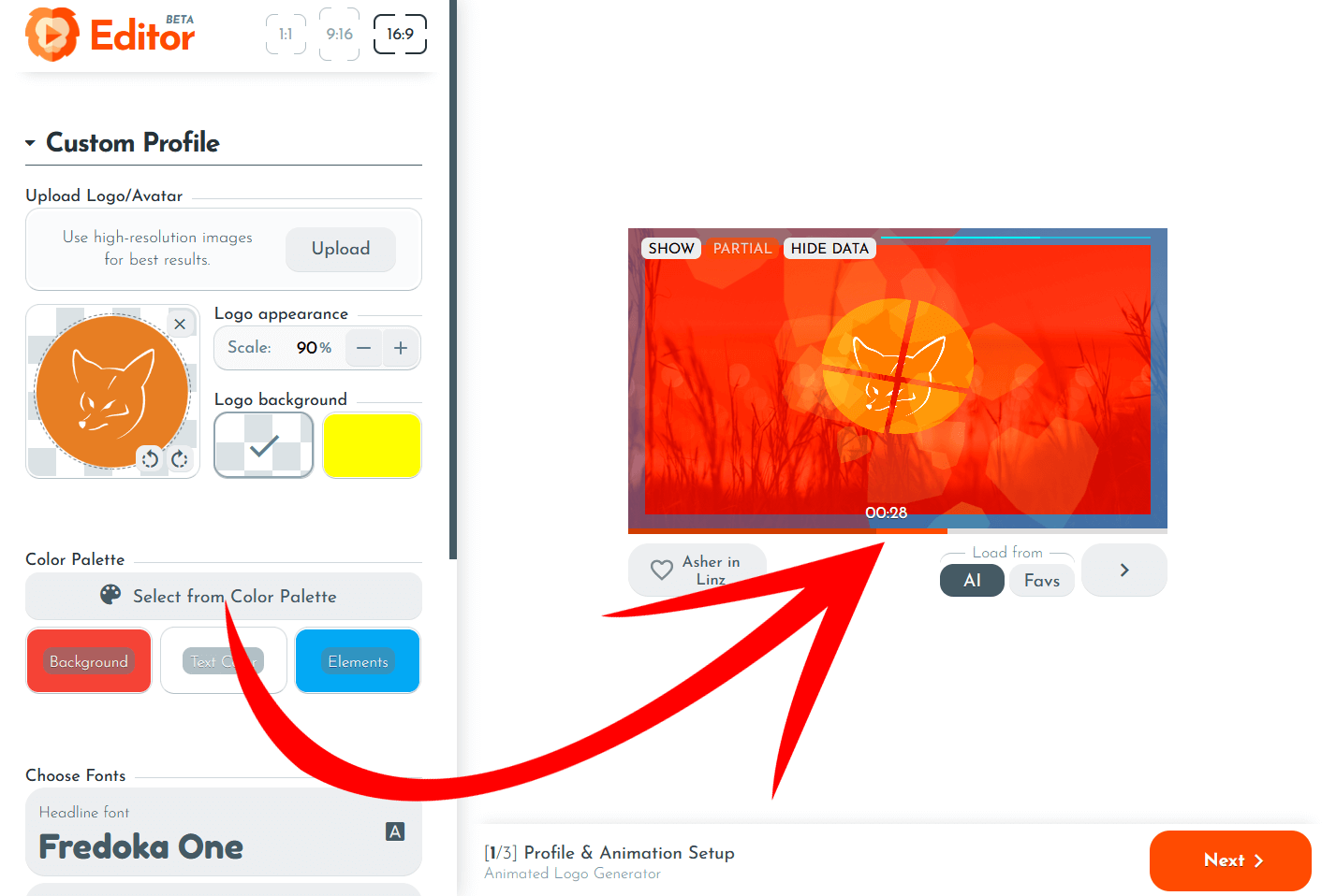 RenderLion automatically generated video timeline